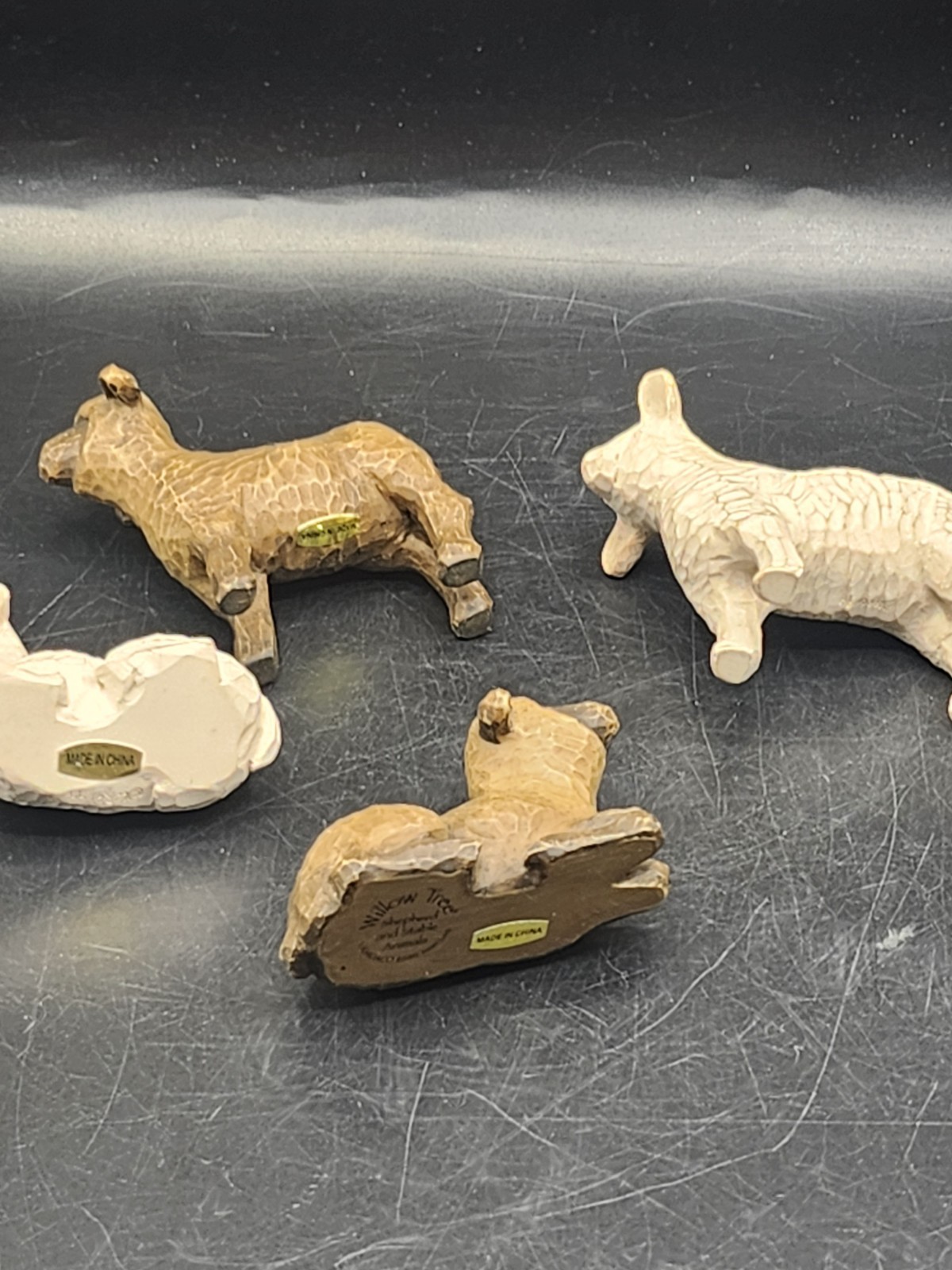 2002 Willow Tree Sheep Standing/Sitting Set Of 4 Nativity Figures Brown/Beige