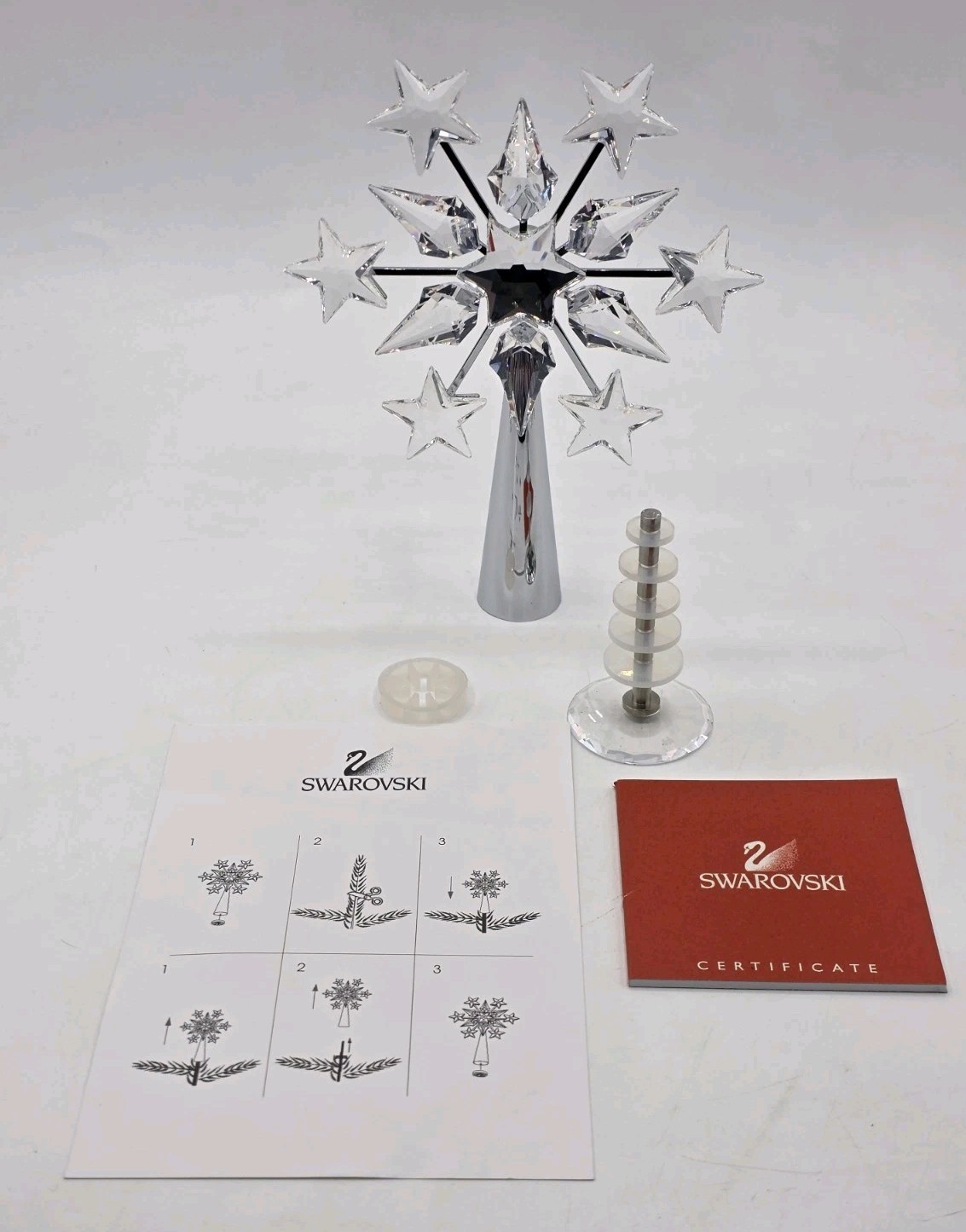 Swarovski Crystal Silver Chrome Plated Christmas Tree Topper 632784 Rare New