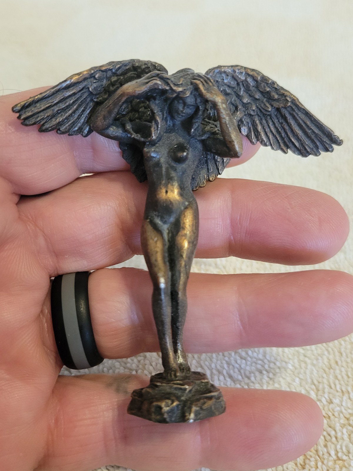 Vintage Bronze Woman Angel Statue