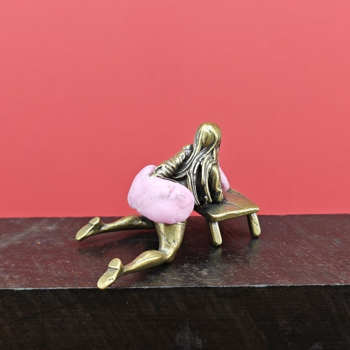 54mm Solid Brass Sexy Kneeling Table Lady Big Ass Beauty Miniature Doll Model