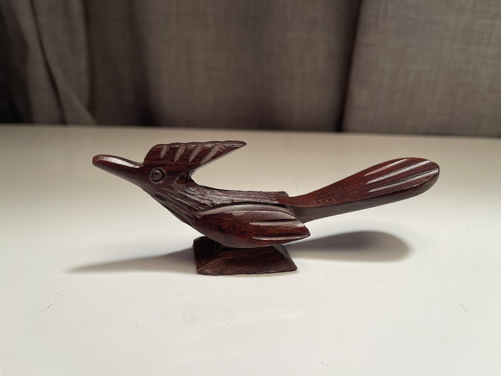VTG Ironwood Roadrunner Sculpture Hand Carved MCM Mexican Folk Art Bird