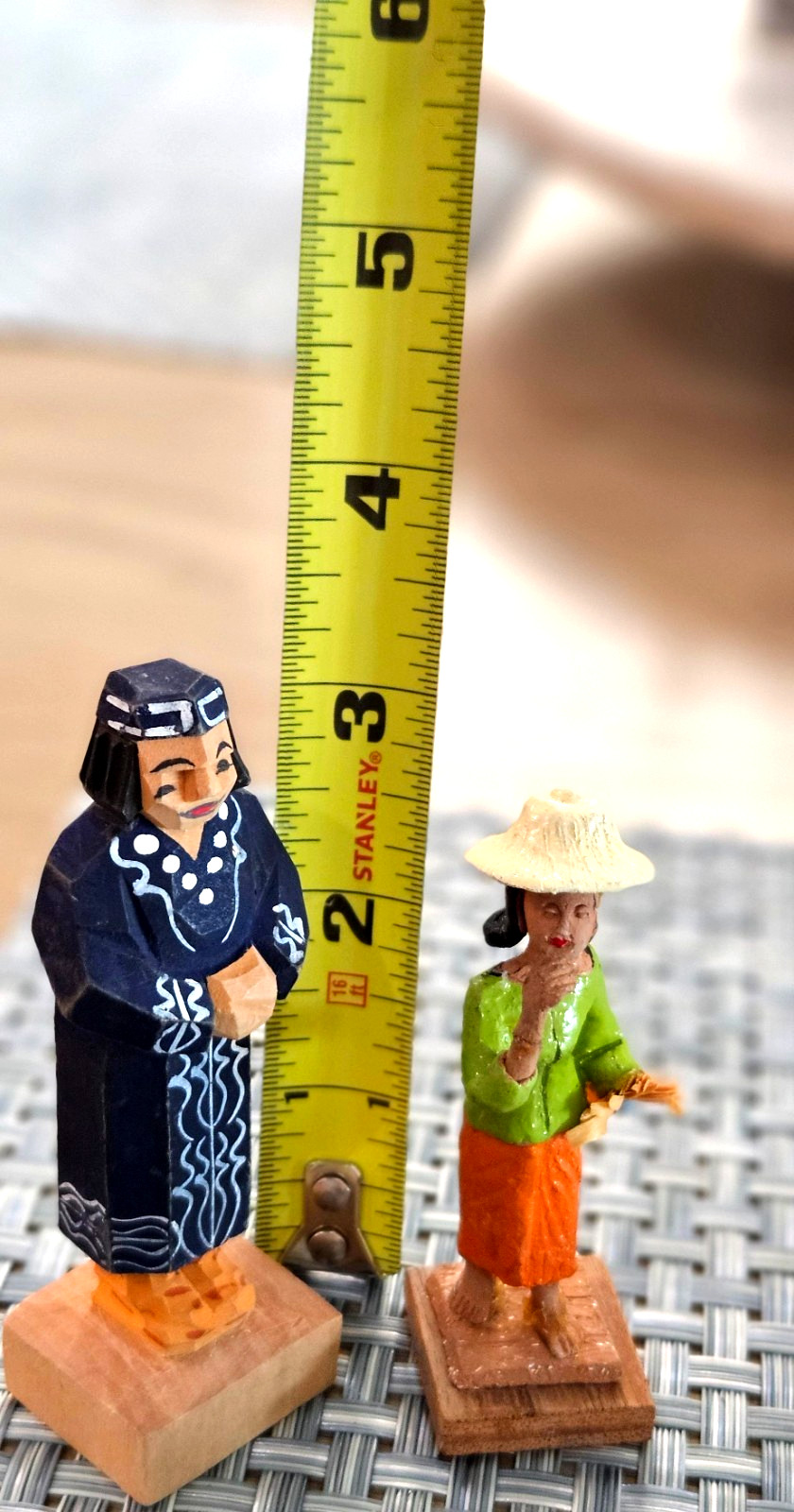 Mixed Lot of 7 VTG Asian Miniature Figurines Wood/Resin Village Life Scenes MCM