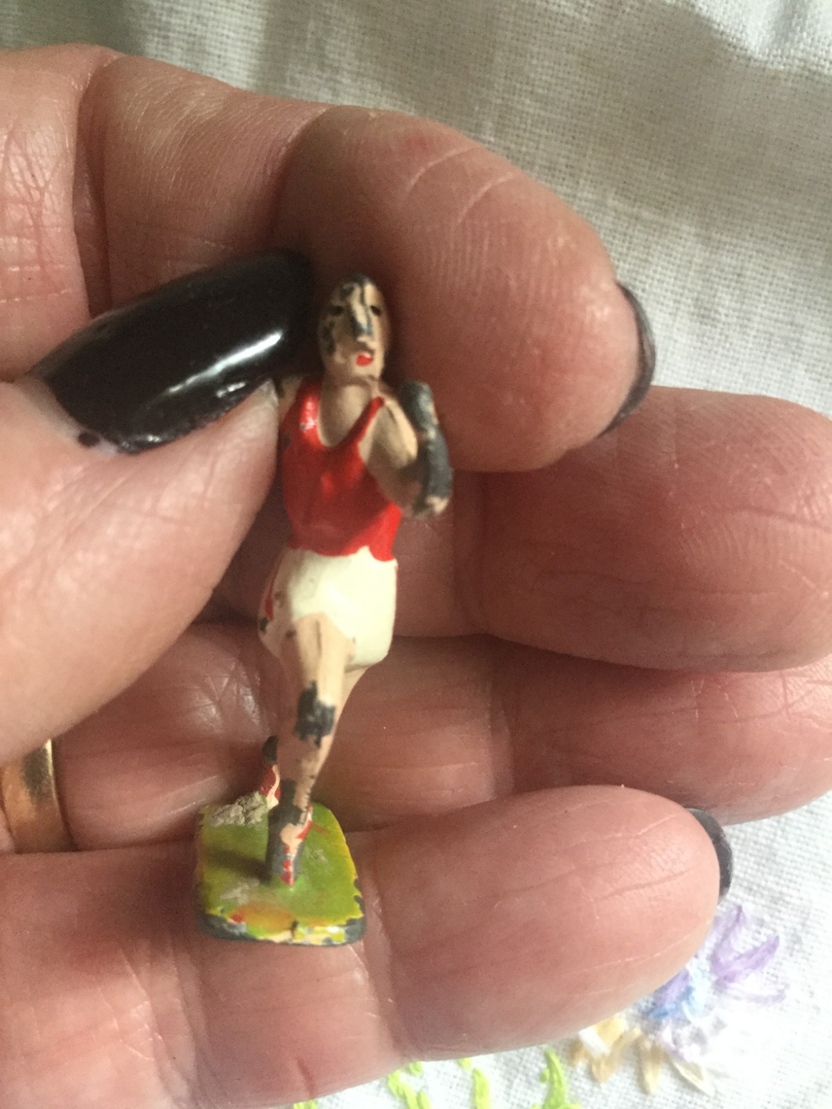 Metal Action Figure Track Athlete Running Man Made In Japan Hand Painted 1.5″tal