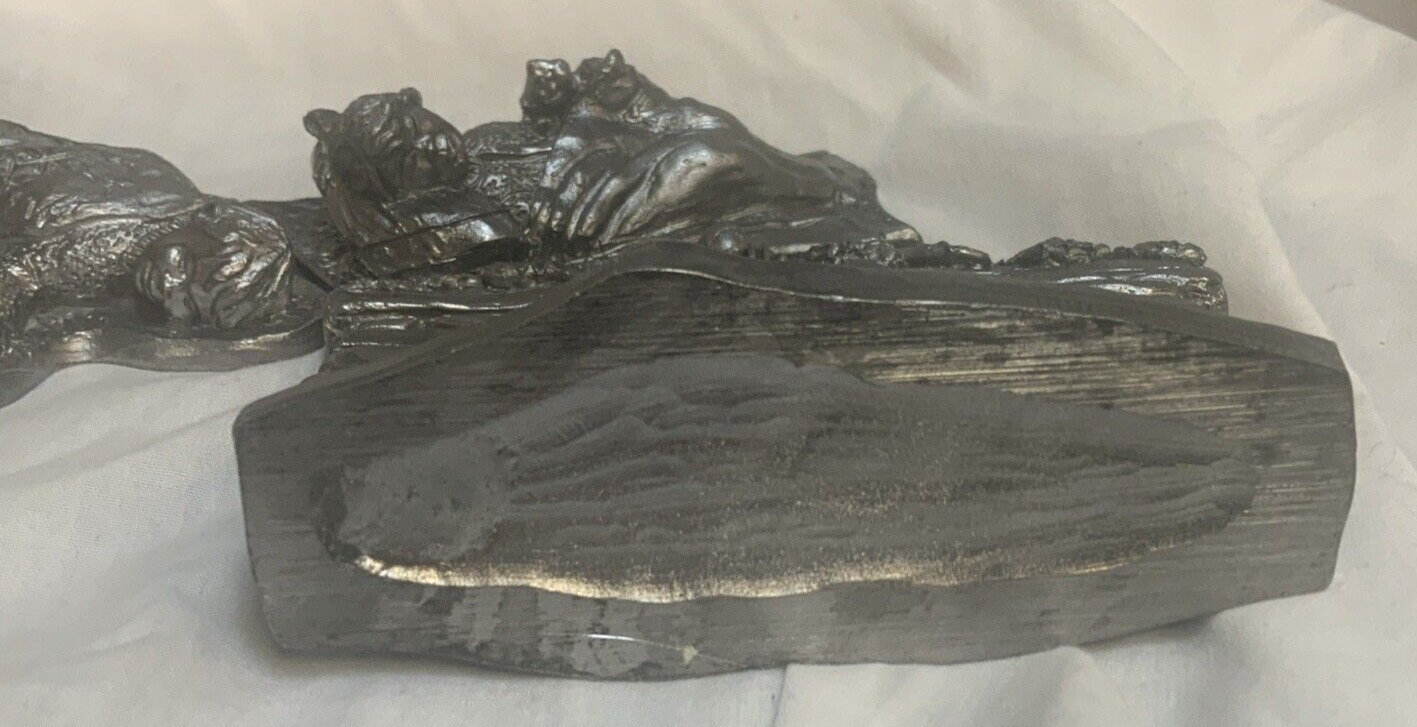 MICHAEL RICKER PEWTER CHRISTMAS FIREPLACE w/ BOY & GIRL SLEEPING