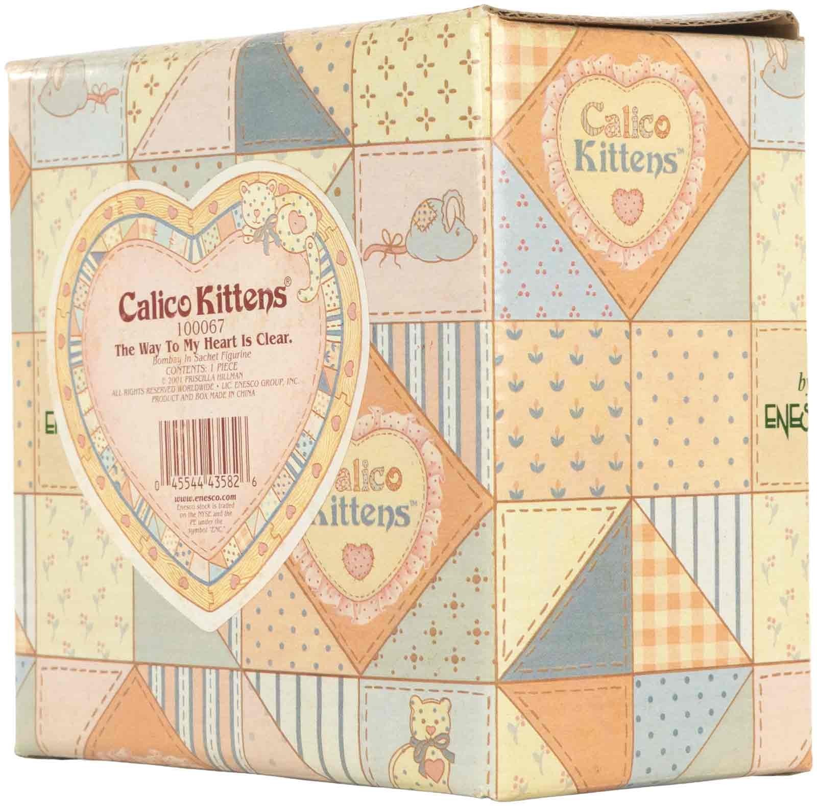 Calico Kittens Black Cat 3in Figurine in Heart Shaped Hanging Pouch 100067 New