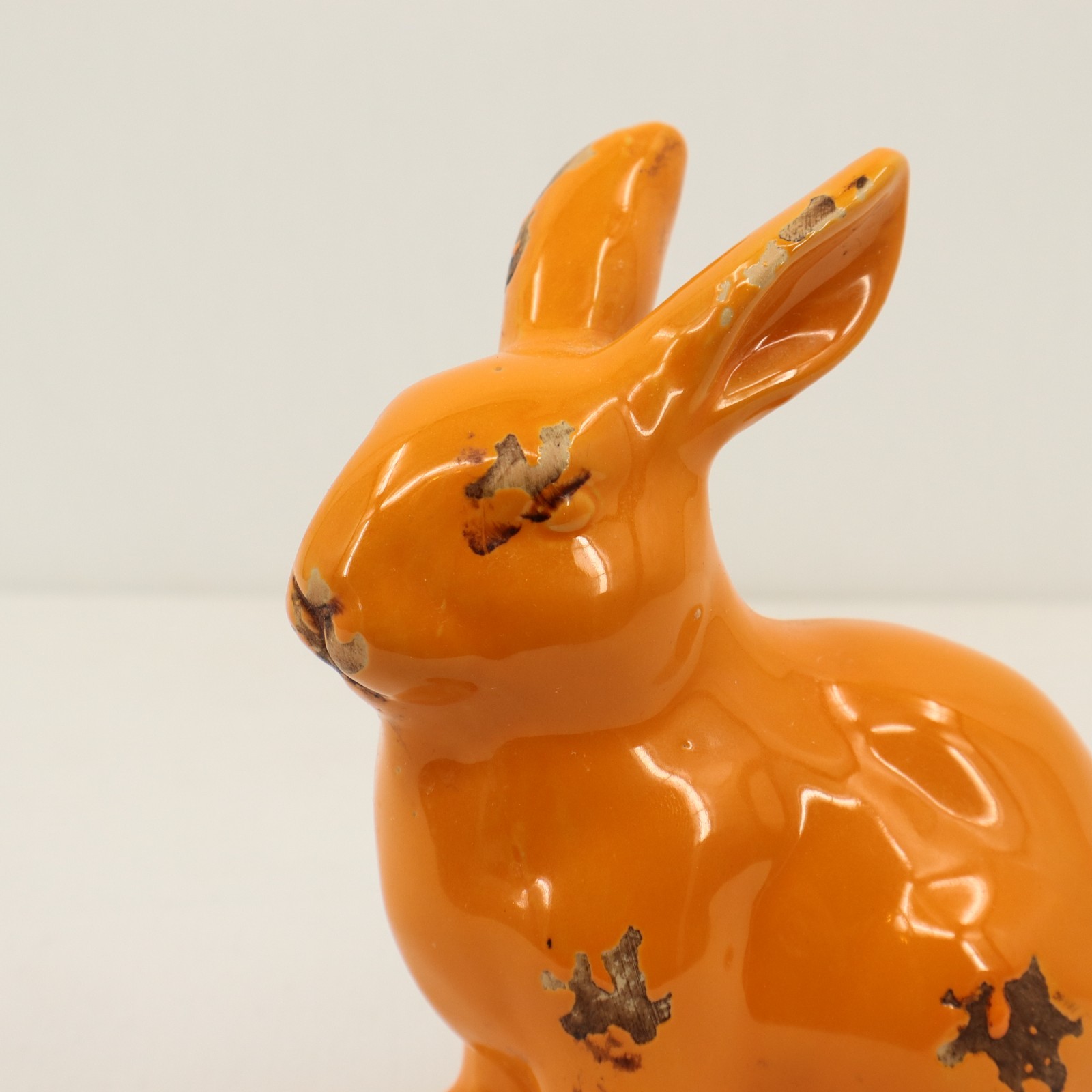 T T Collections Orange Crackle Glaze Bunny Figurine 6in Ceramic P5543