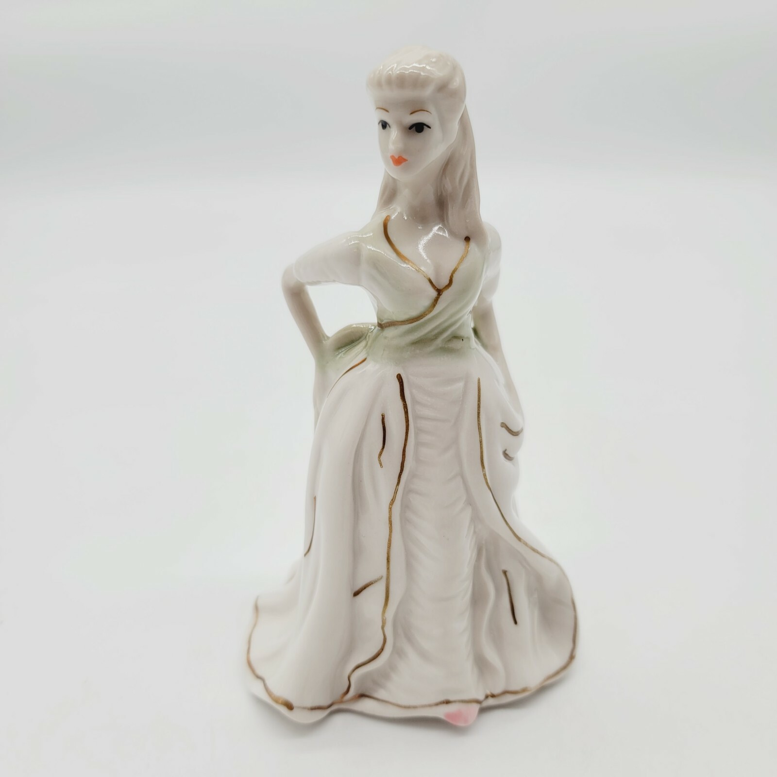 6.25″ Vintage K’s Collection White Porcelain Figurine Of Lady In White Dress