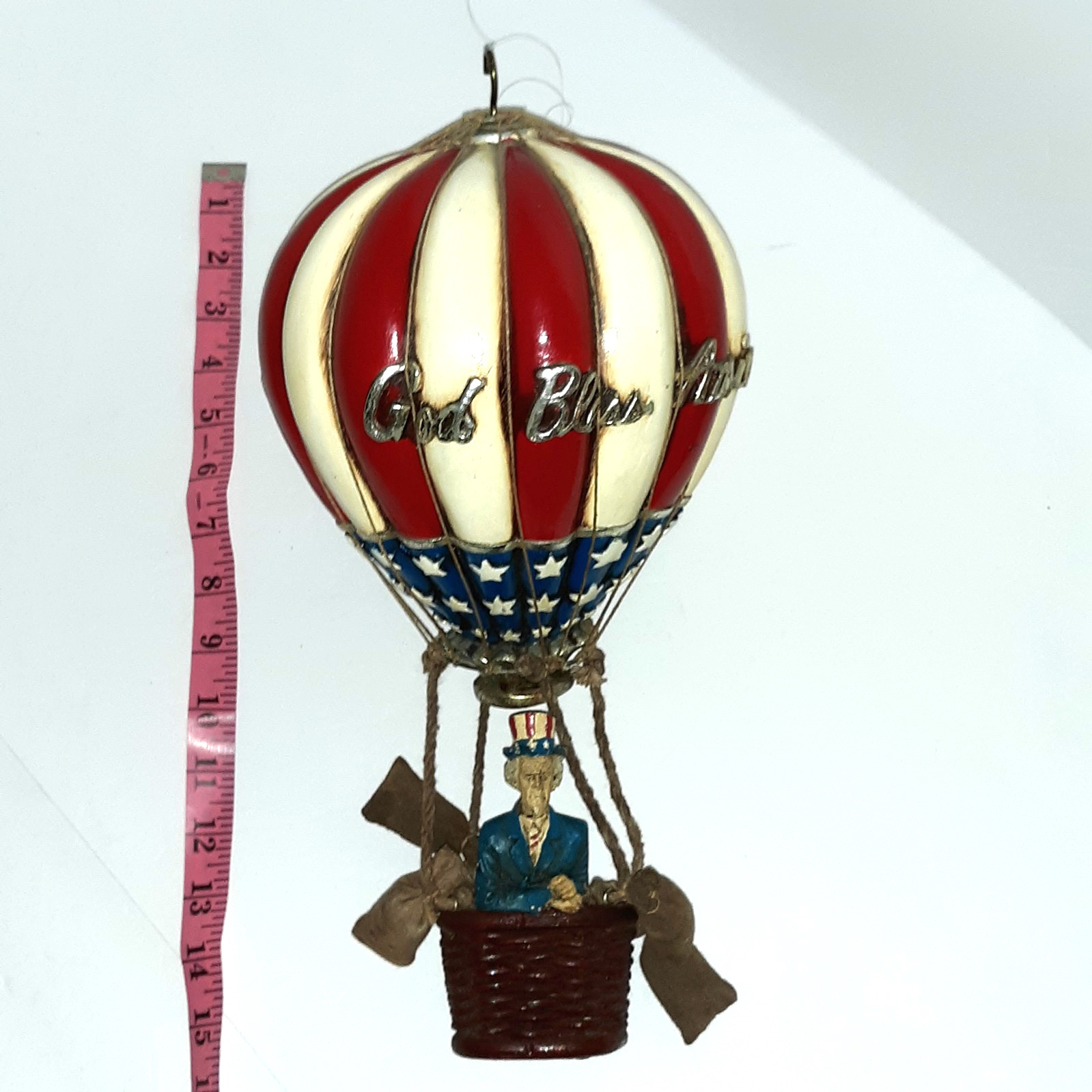 Vtg Hot Air Balloon Patriotic God Bless America Uncle Sam Large By Leonardo Luna