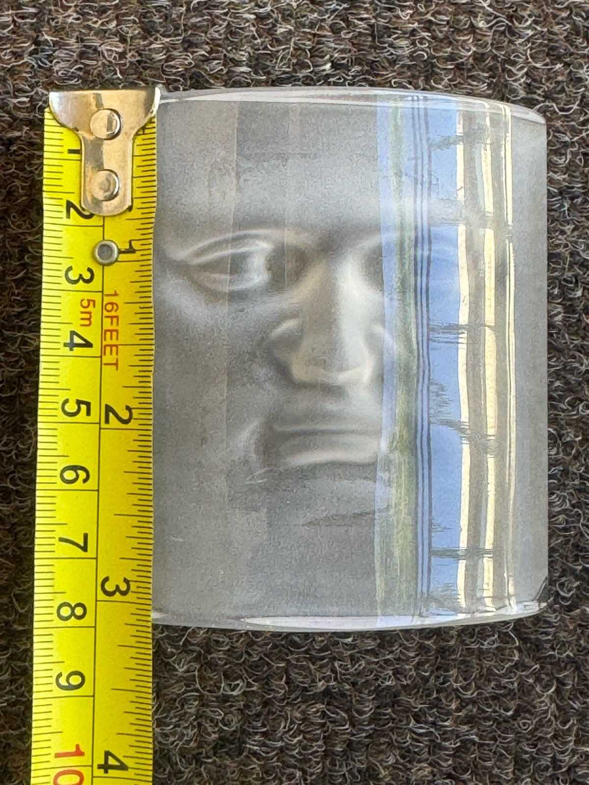 DAUM FROSTED CRYSTAL FACE SCULPTURE/PAPERWEIGHT by ROY ADZAK READ