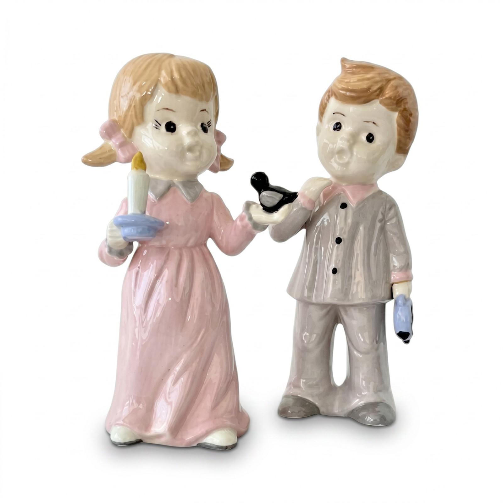 Norleans Style Porcelain 6″ Figurines Japan Boy Girl Bedtime Vintage Decor