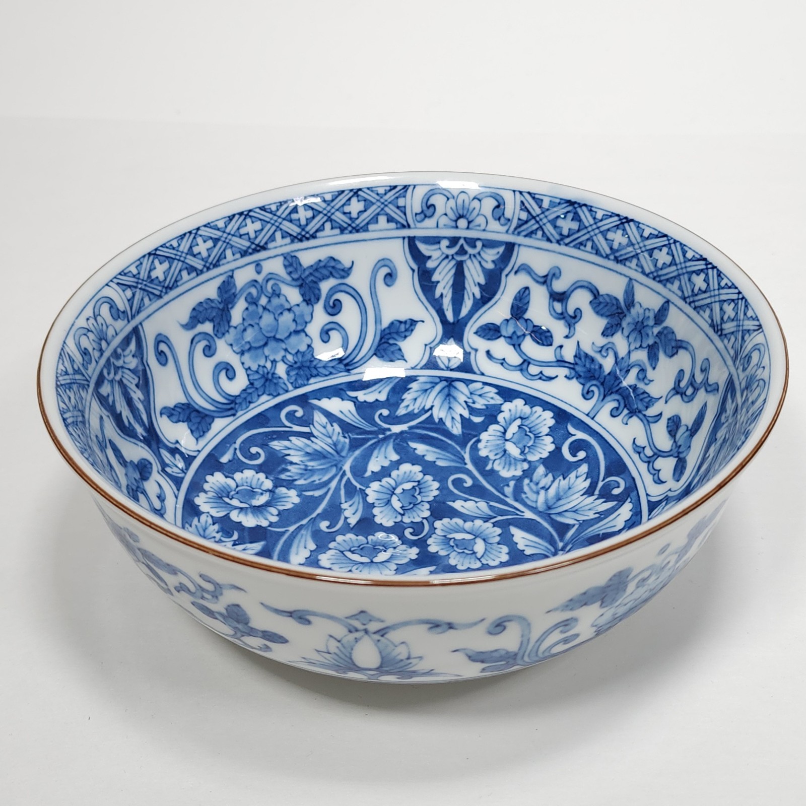Andrea by Sadek Bowl Blue and White Footed Floral Signed Japan Vintage Porcelain