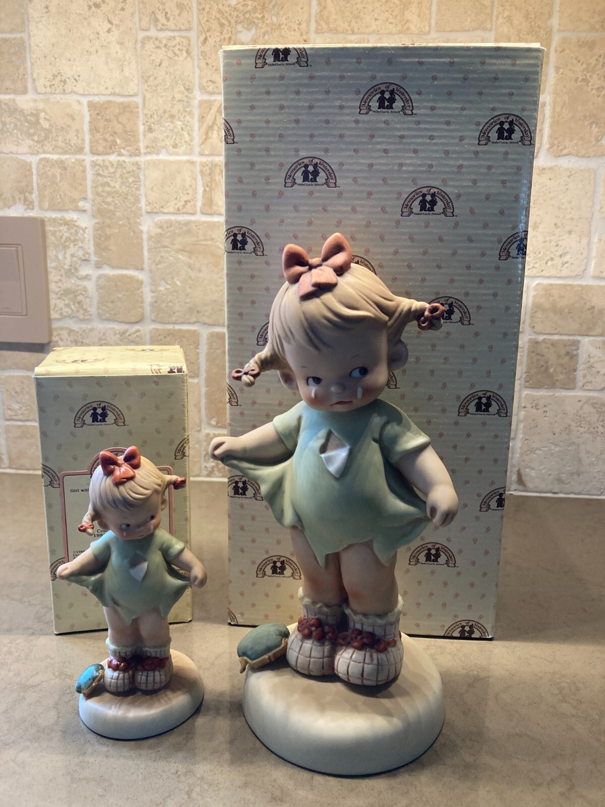 2 Enesco Memories of Yesterday “Mommy, I Teared It” – Large 9 1/2 & Small 5 1/2