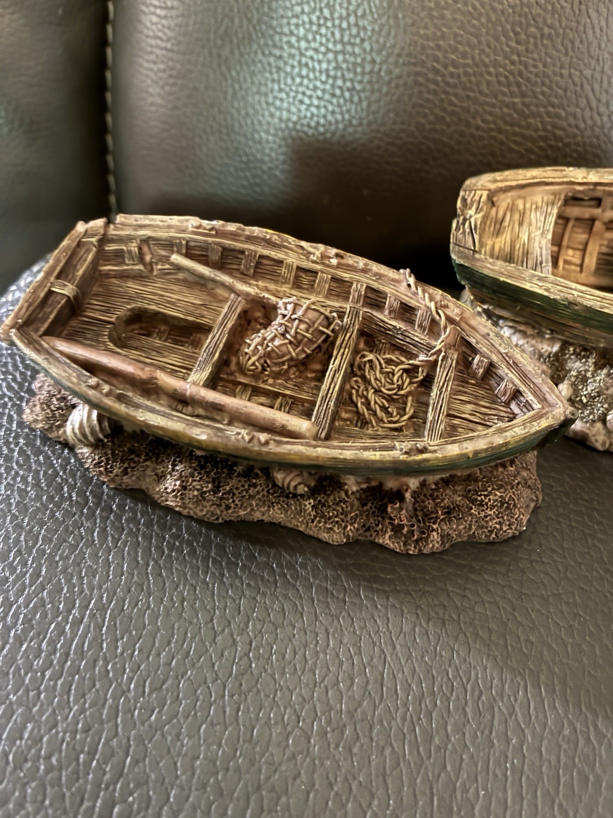 Set of 2 Vintage K’s Collection Sea Scape Resin Miniature Figurine Boats