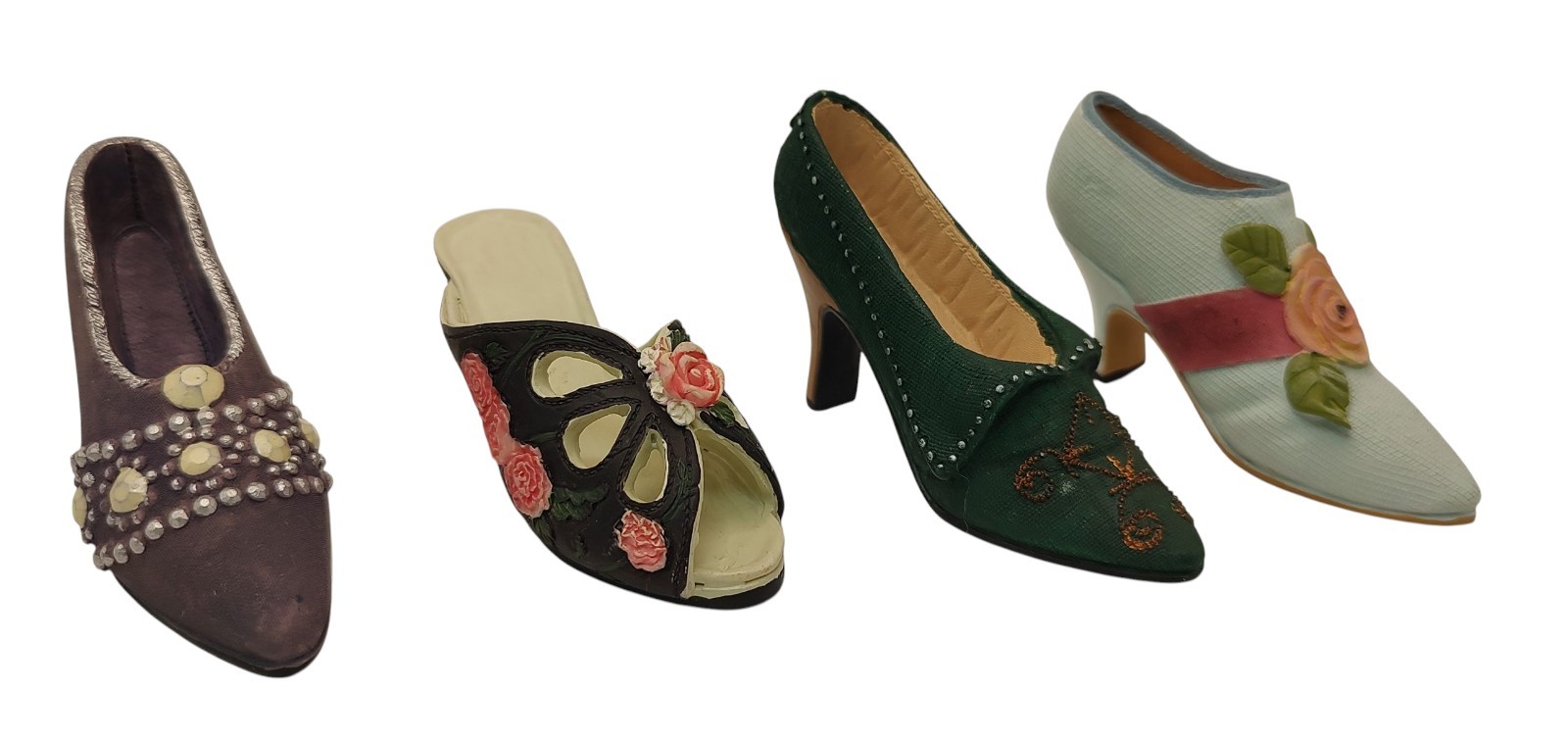 Decorative High Heel Resin Figurines Vintage 1990s Multi Colors Set of Four