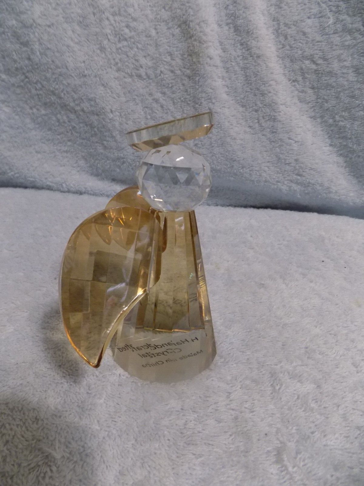 Handcrafted Crystal Angel Gold & Clear Figurine New No Box 4.25″