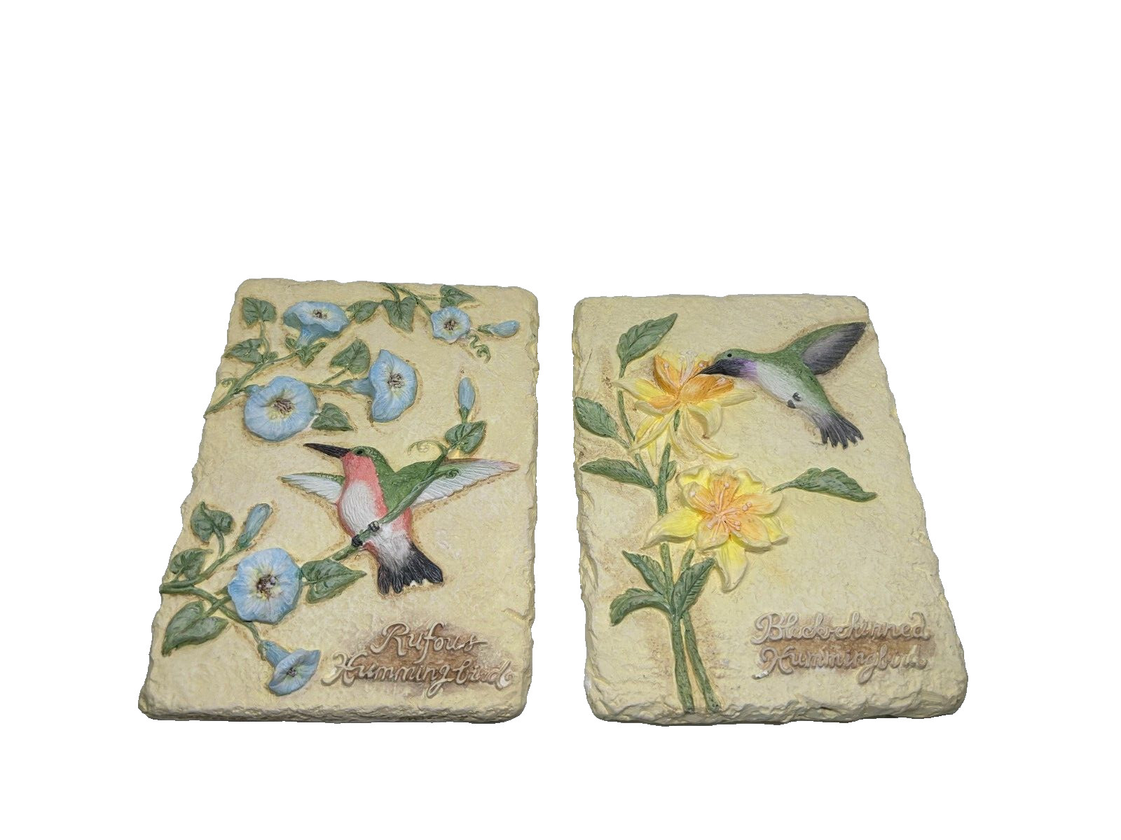 2 Hummingbirds 3-D Resin Wall Plaques 5″X 6” with Hangers Vintage