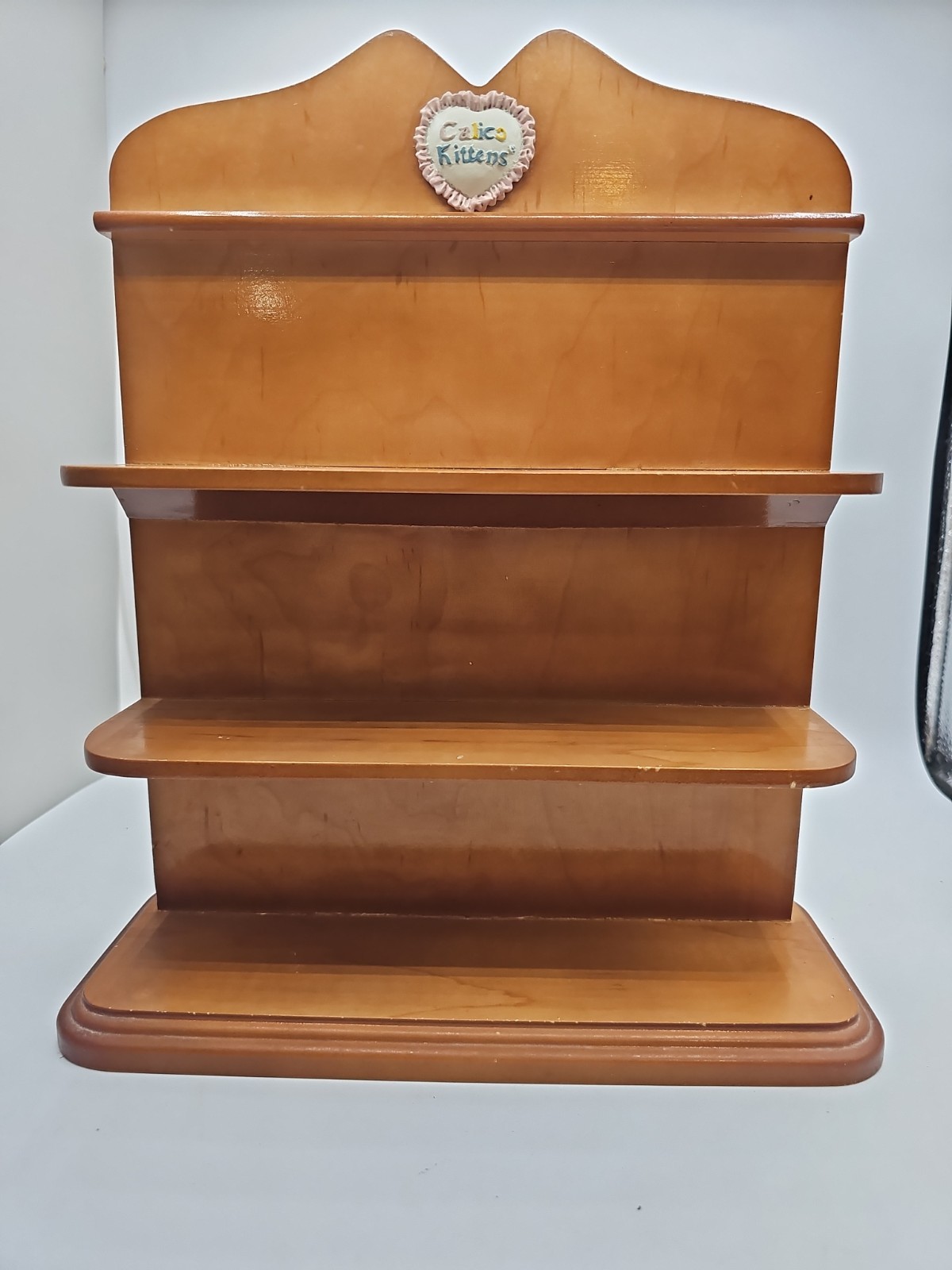 Calico Kittens Wood Display Shelf 3 Shelves For Figurines Freestanding Brown