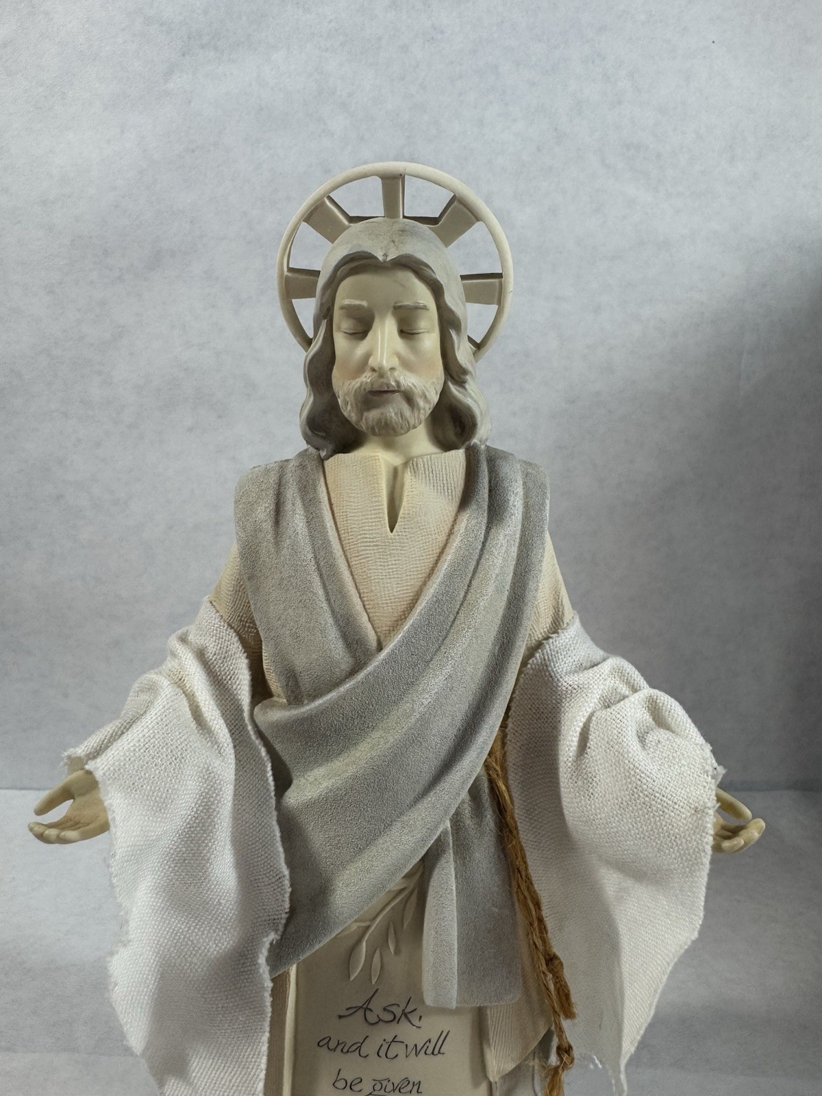 Jesus Christ Ask Seek Knock Stone Resin Figure Foundations 2008 Enesco #4015047