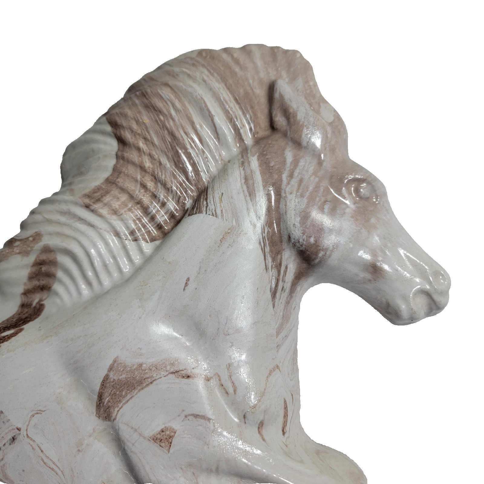 Vintage Resin Galloping Horses Wall Hanging Decor Marble Look and Design