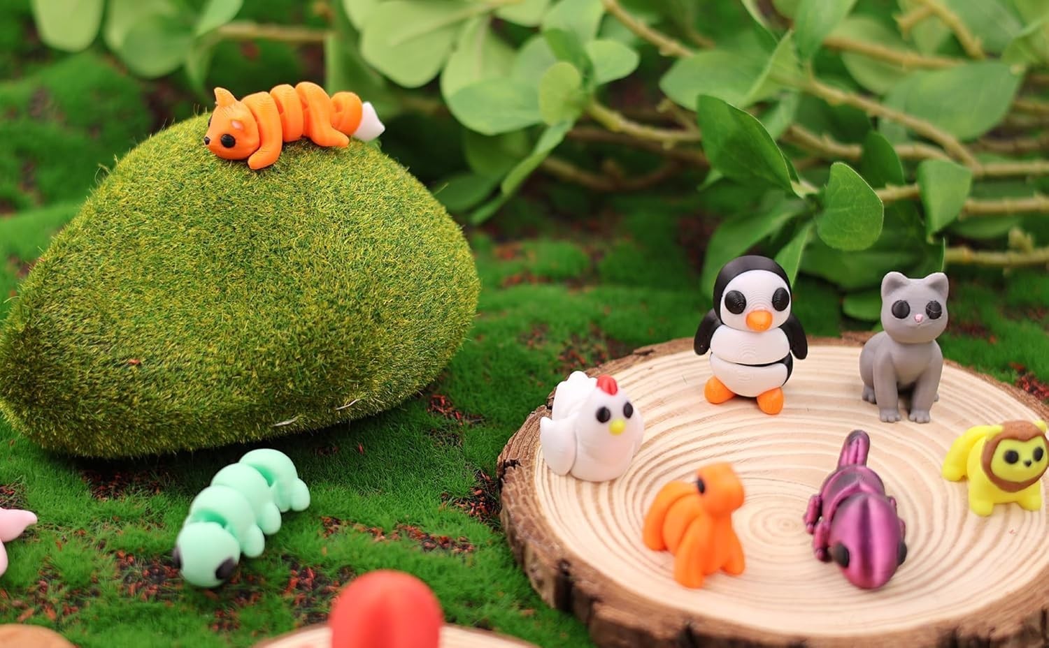 25 Pcs Colorful 3D Printed Animal Figurines Set, Fidget Toys & Party Favors f…