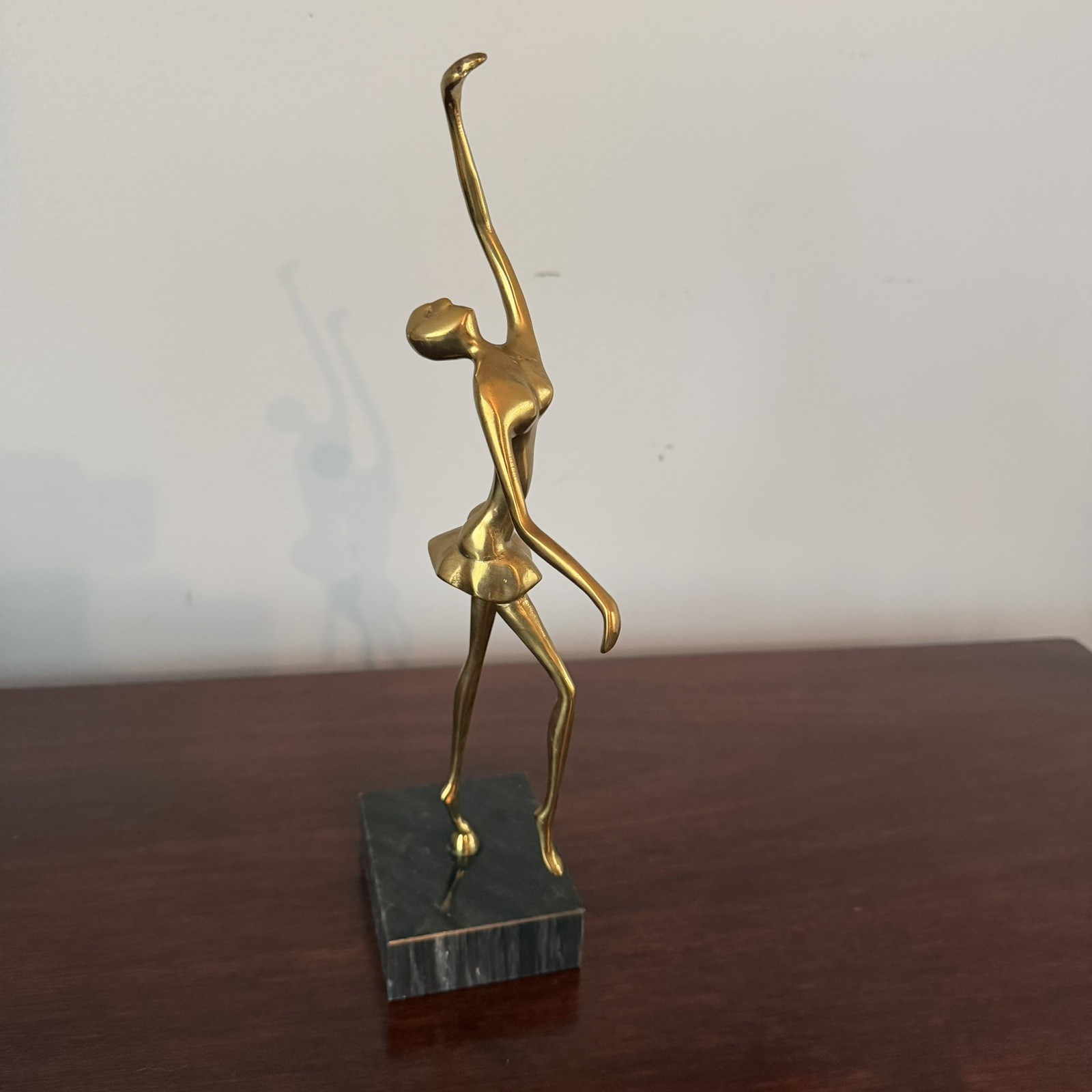 BALLERINA DANCING, “Lapointe” Large Antique Solid Brass, Granite Base, 13″ Art