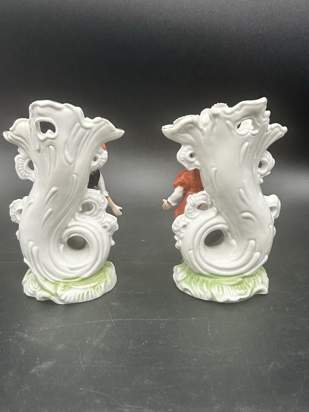 Victorian Matching Decorative Vases MCM Japan Boy/Girl 6”