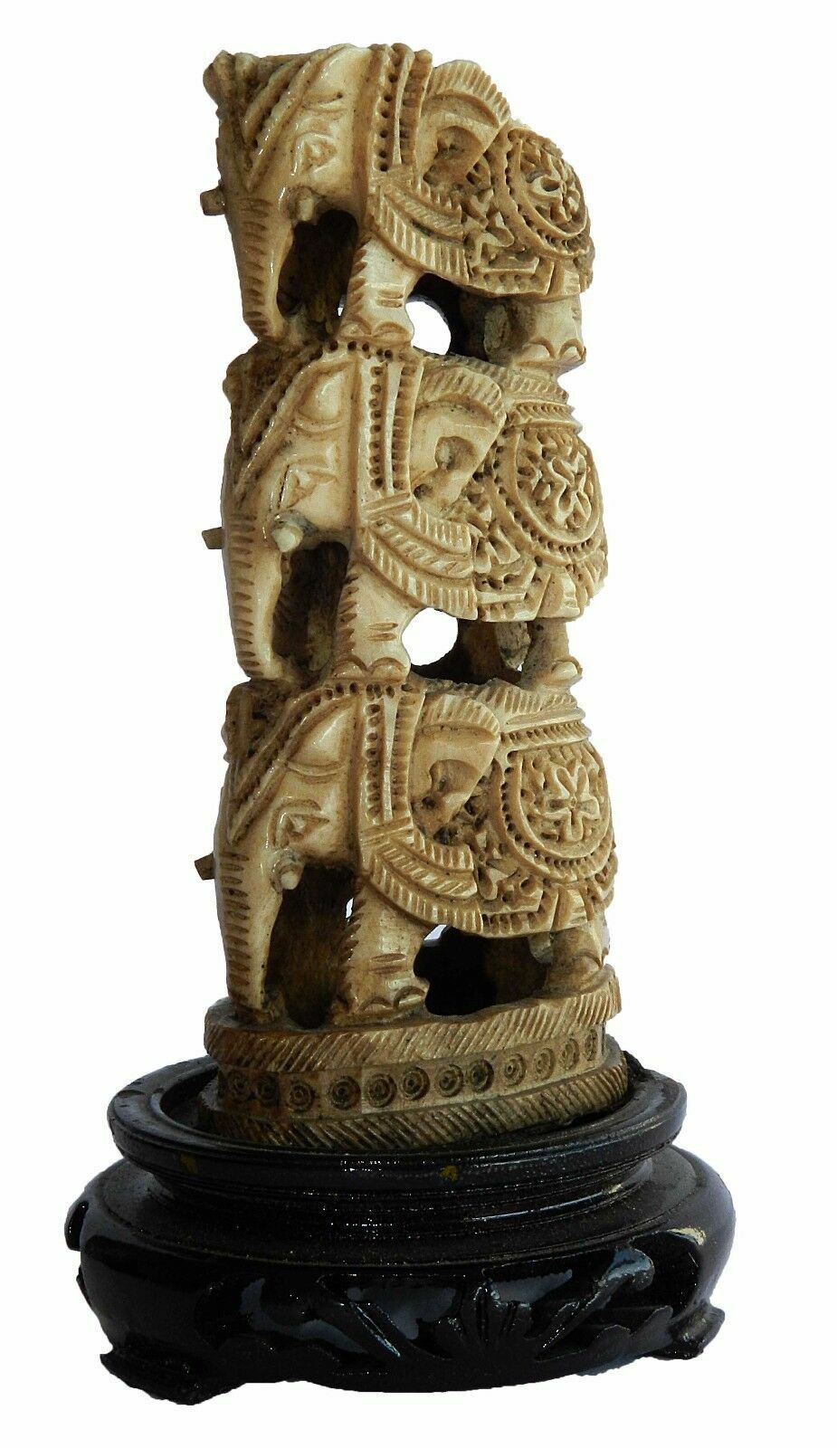 Vtg 3 Tier Lucky Elephants Decorative Figurine Statue Home Decoration 4.9″ Nice!