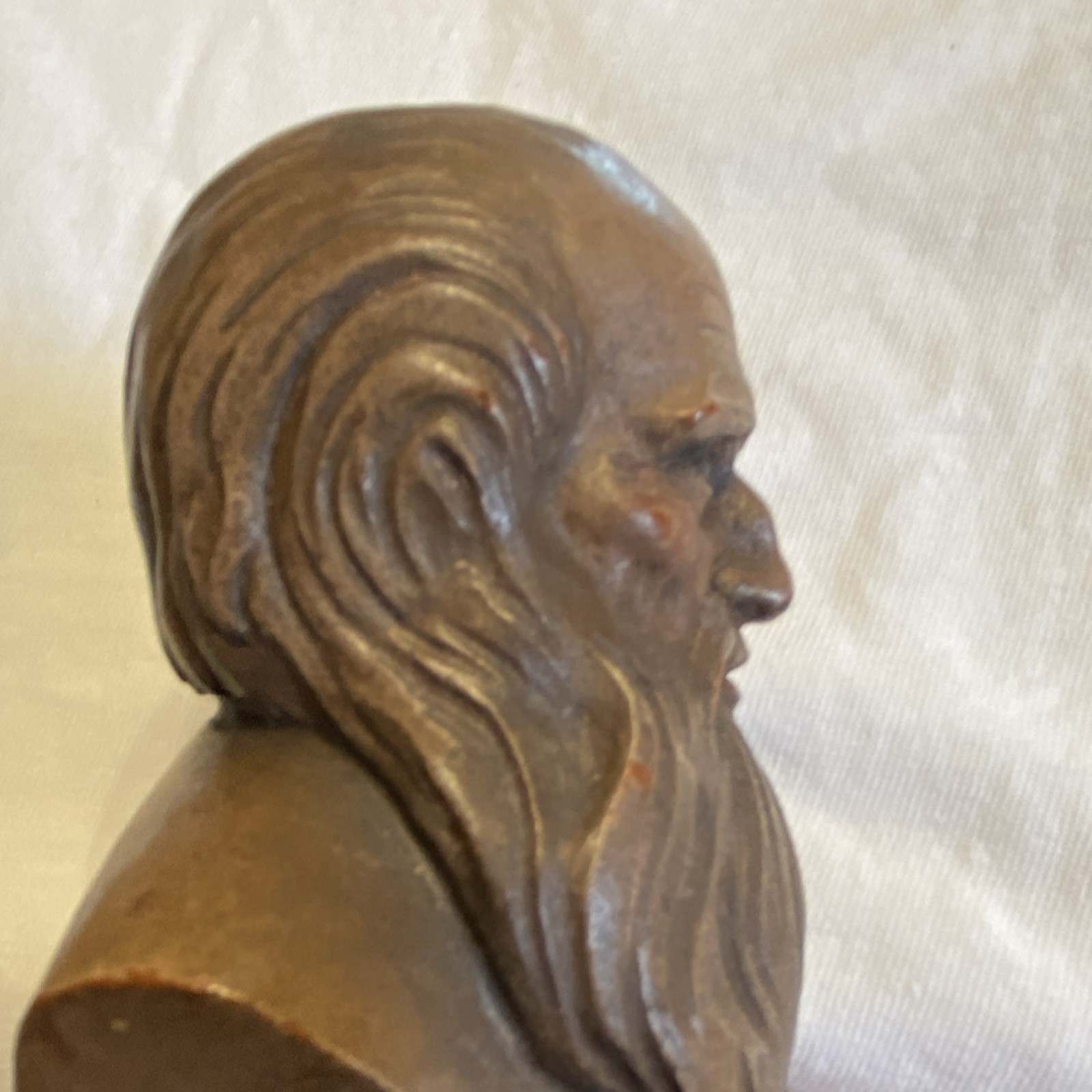 Leonardo DaVinci Carved Wooden Bust TORIART (Italy) 1950s