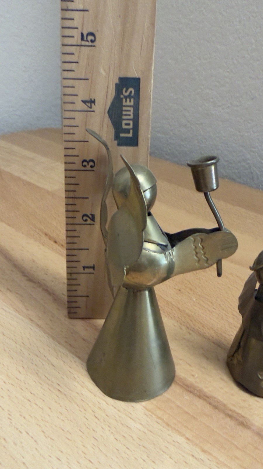 Vintage Metal Angel Figurines Set Brass Christmas Decor Religious Miniature