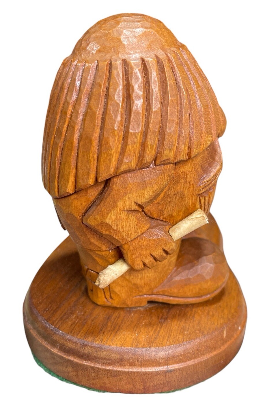 Vintage Wood Spirit Carving Traveler Rustic Statue Sculpture Hand Carved Art