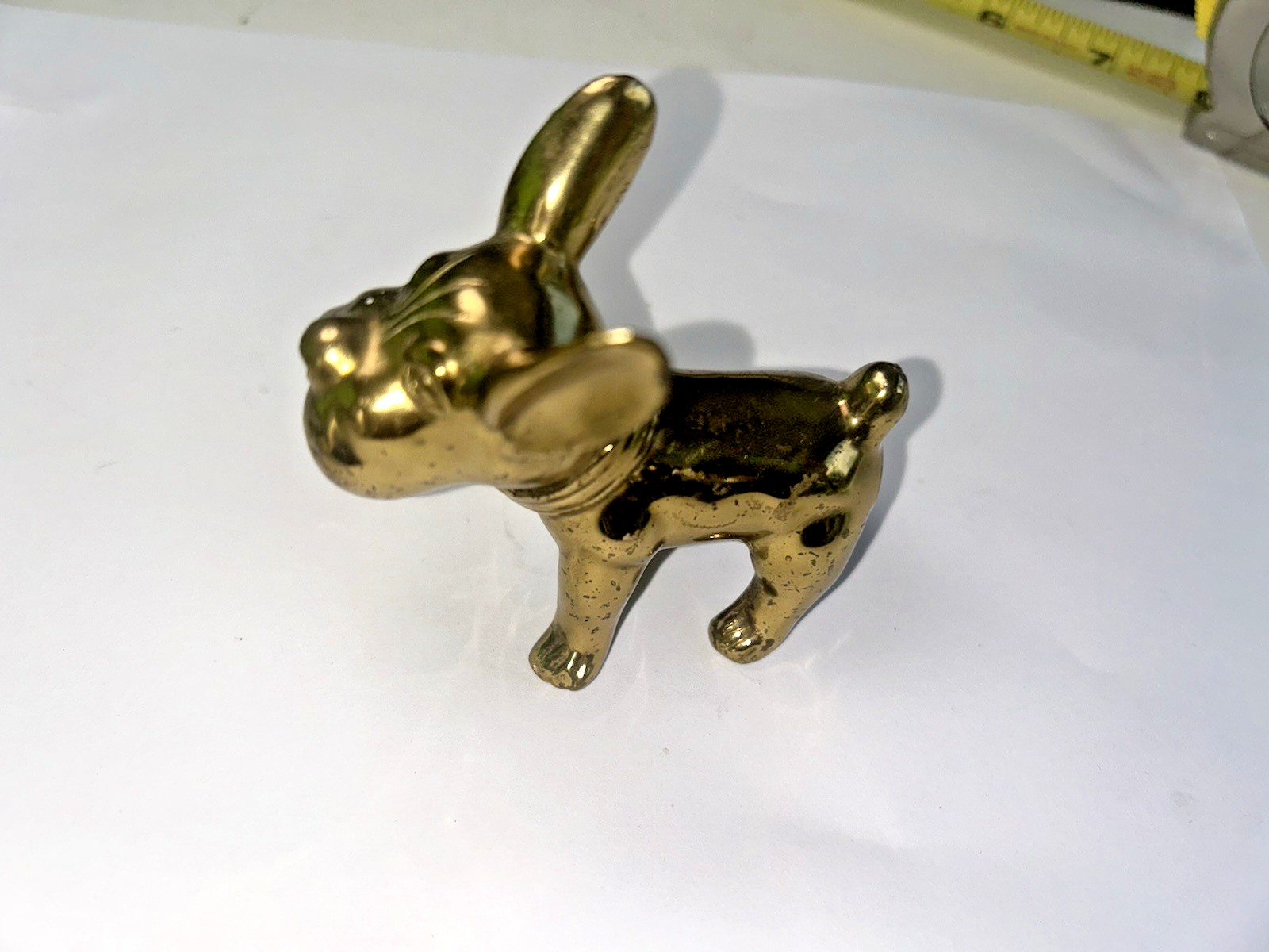 Vintage Signed French Bull Dog figure by J.B. Jennings Bros Gold-tone metal