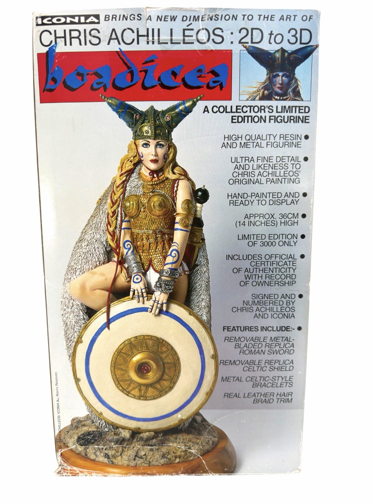 ICONIA Boadicea Chris Achilleos Fantasy Warrior LE 66/3000 Statue 2D to 3D