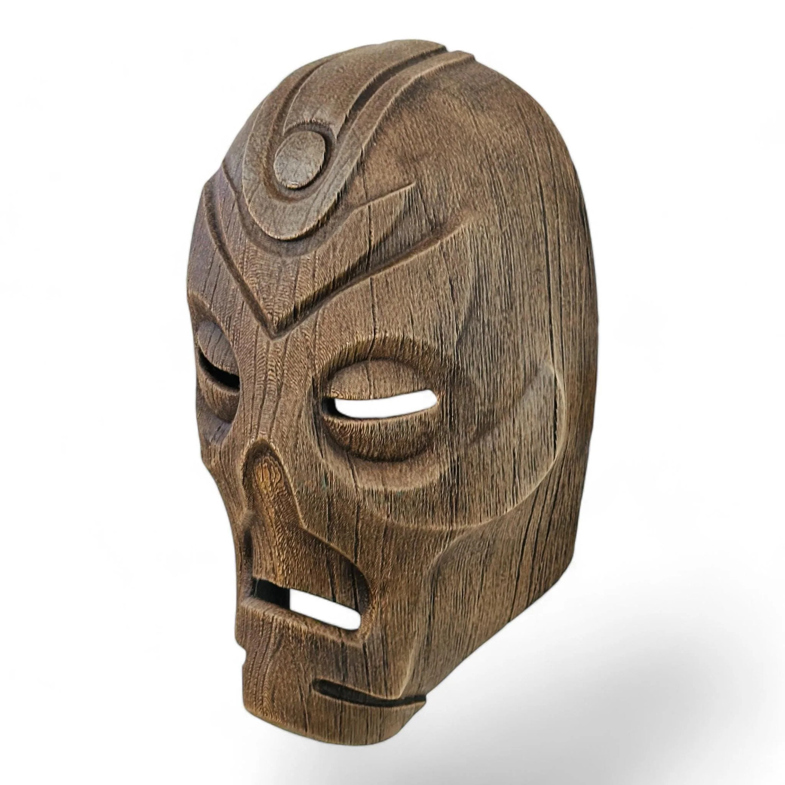 Dragon Priest Wooden Mask Wearable 3D Printed | Fantasy Cosplay Prop Full Size