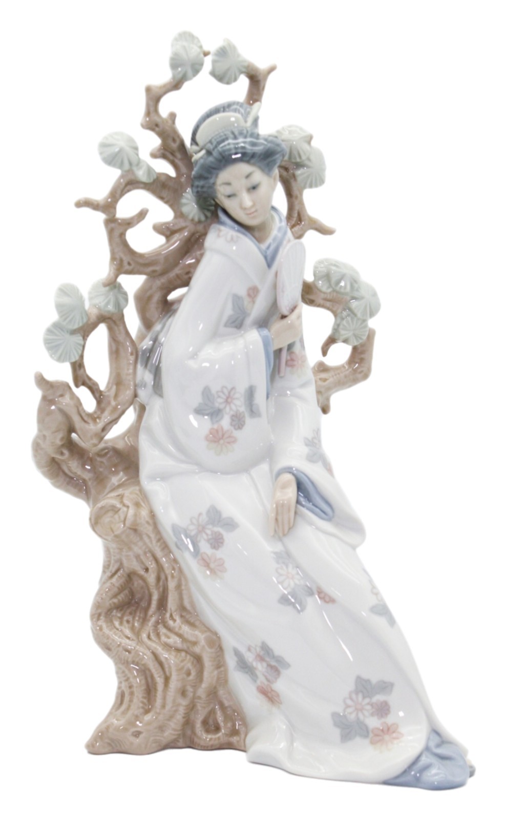 Lladro Geisha Sitting Spain Glossy Large Porcelain Figure By Vicente Martinez