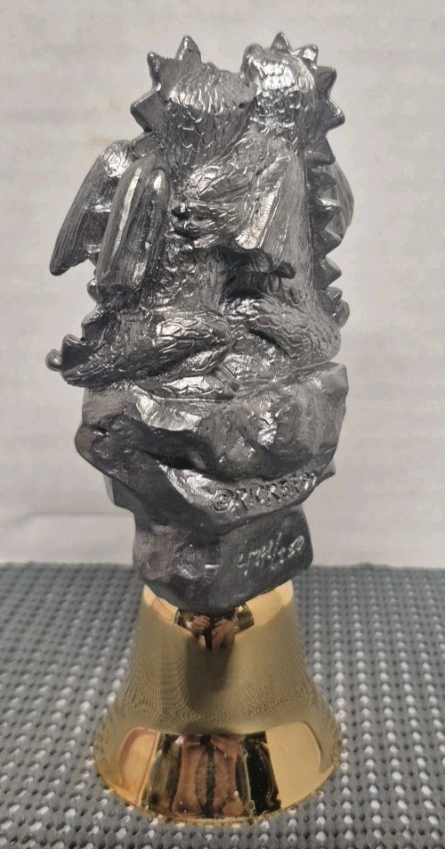 Vintage 1999 Michael Ricker Pewter Dragons Bell “Kathy & Joe” LTD ED #474 W/COA