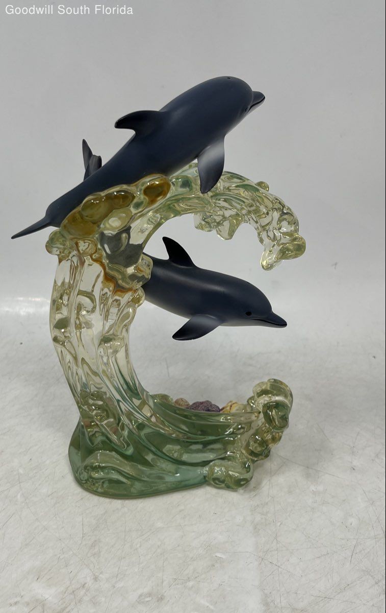 Lenox Diving Dolphins Riding The Sea Wave Collectible Decor Figurine
