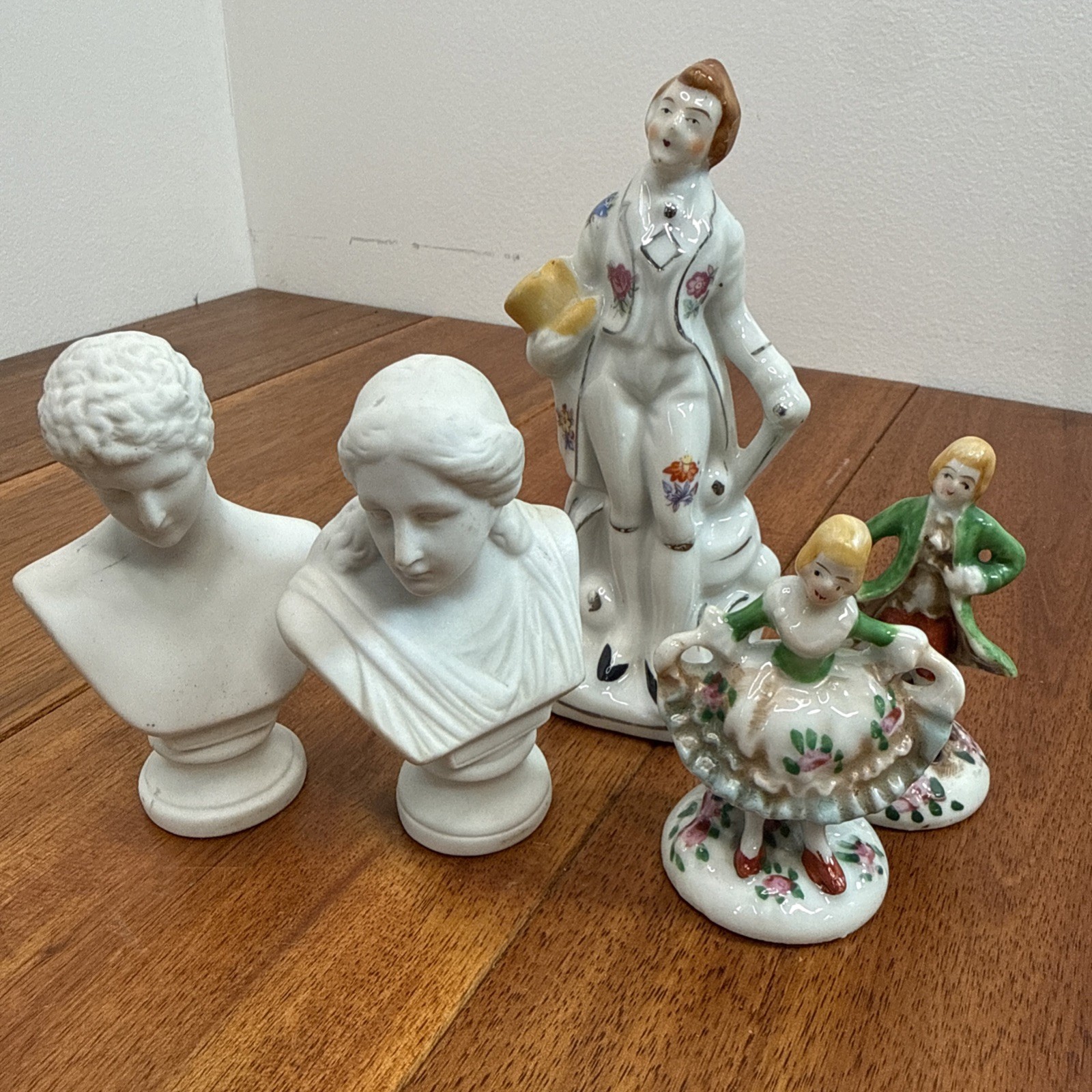 Vintage Colonial Man & Woman Hand Painted Miniatures 3.5” Roman Busts Lot 5