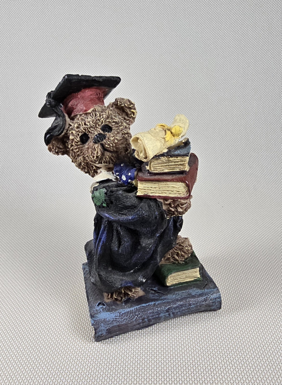 Graduation Bear Figurine with Books Unmarked Graduate Gift Collectible Decor