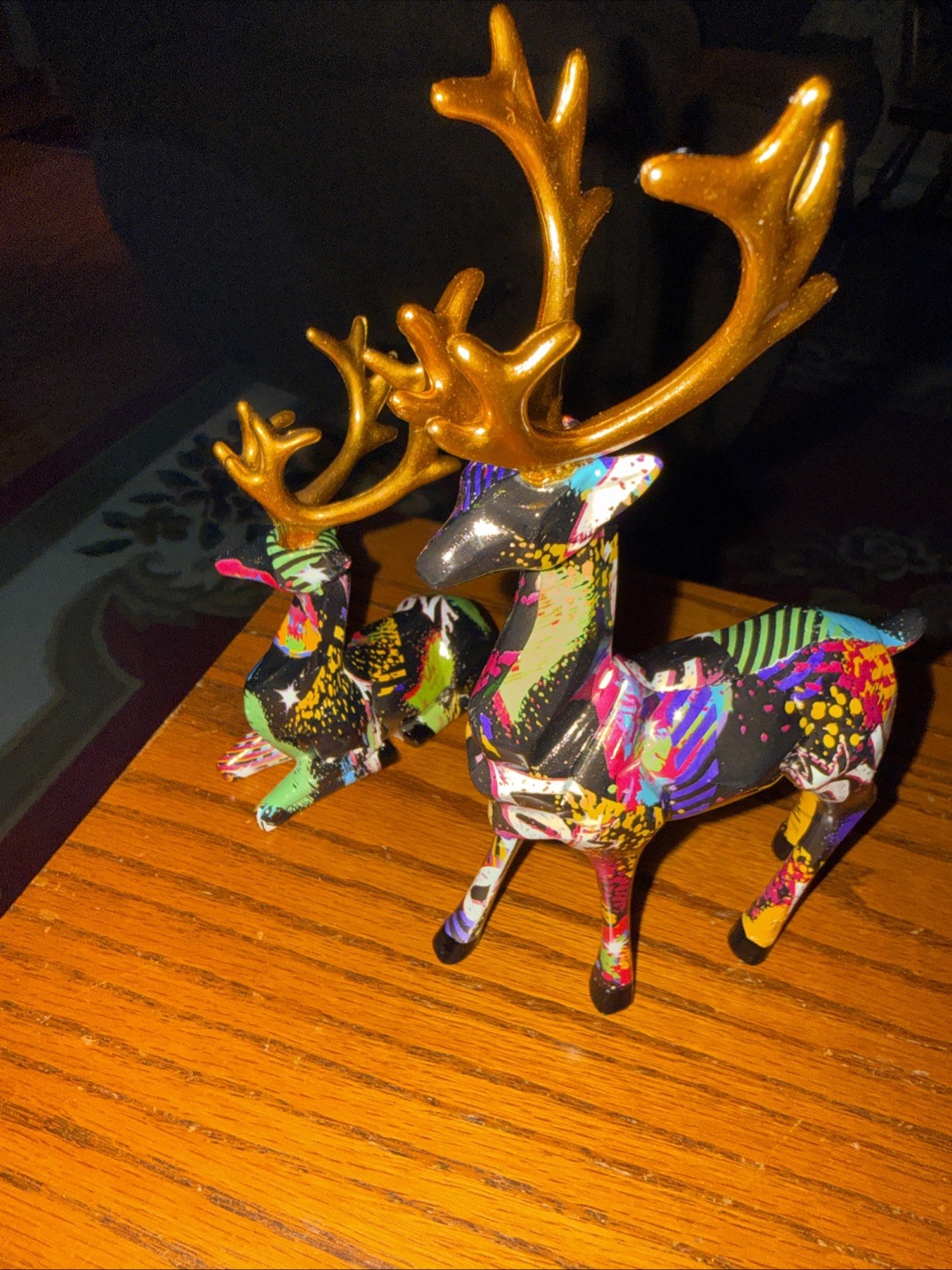A Set Of “2” Nordic New Deer Beautiful Multi Colored Deer Figurines