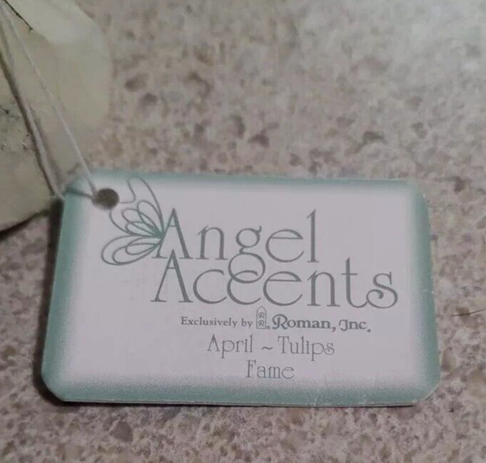 Angel Accents by Roman Inc Vintage 2002 April Tulips Fame Figurine 4″ NEW