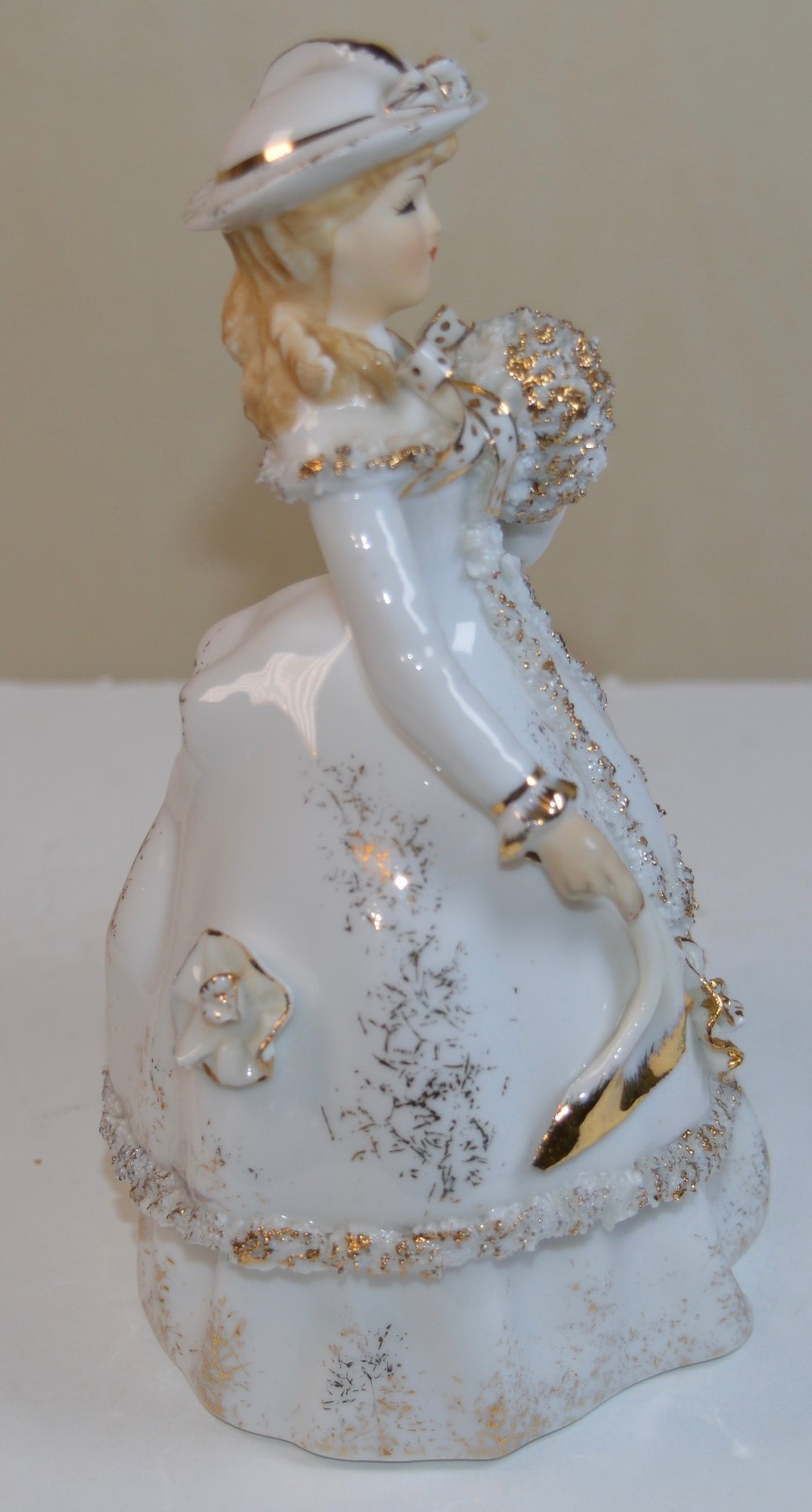 Vintage Lefton China Victorian Lady Figurine Gold Trim – 6″ High # KW 1572