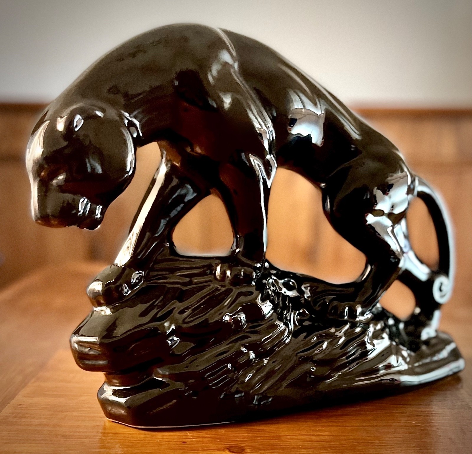 Black Ceramic Panther Statue Mid Century Modern-Vintage Royal Haeger