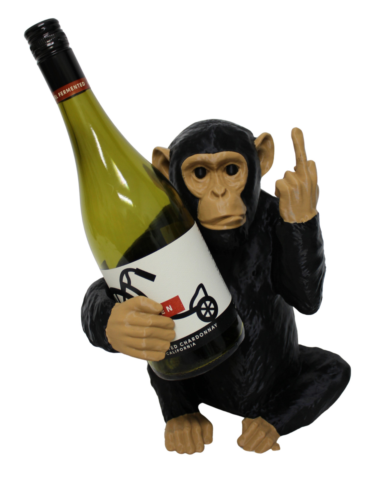 Extra LARGE 11″ WINE HOLDER Monkey with MIDDLE FINGER Bad Statue USA MADE