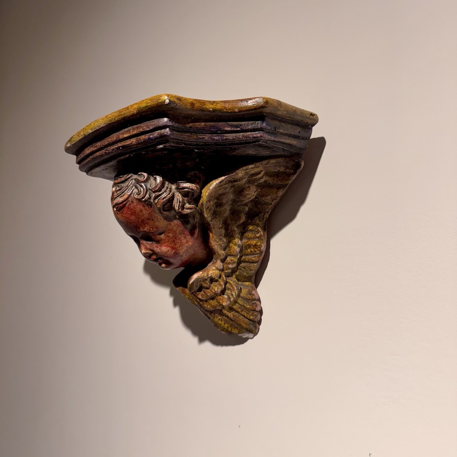Vintage Baroque Gilt Cherub Wall Shelf Angel Putto Italian Decor