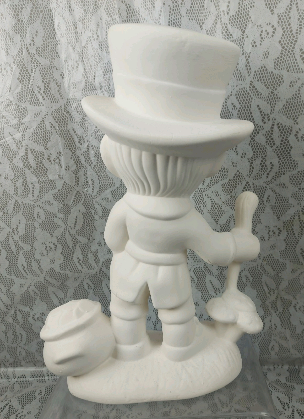 Atlantic Mold Smiley Leprechaun St. Patrick’s Ceramic Unfinished Statue 14″ VTG
