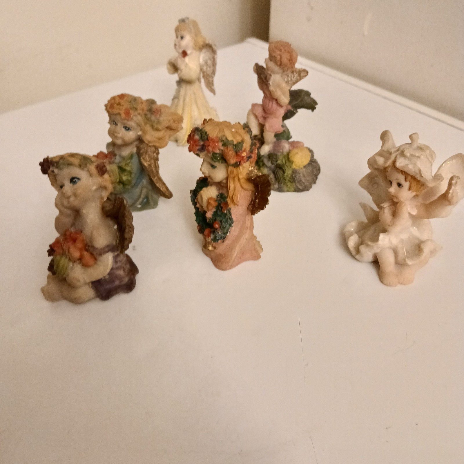 Cherub Angel Figurines. Lot Of 6. Miniature 3-4 Inches