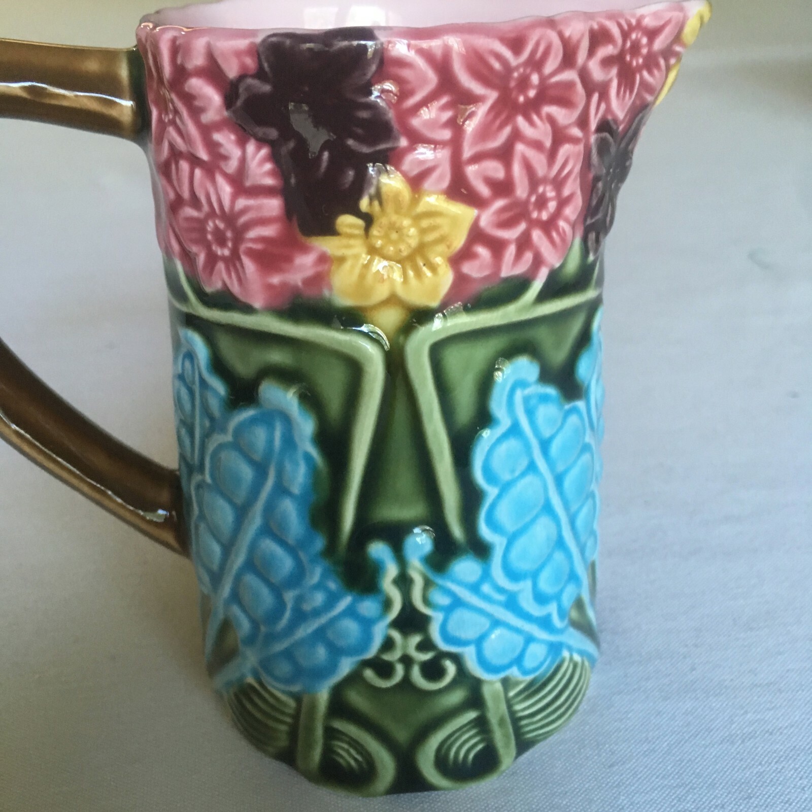Andrea by Sadek J. Willfred Majolica Creamer Pitcher. Multicolor