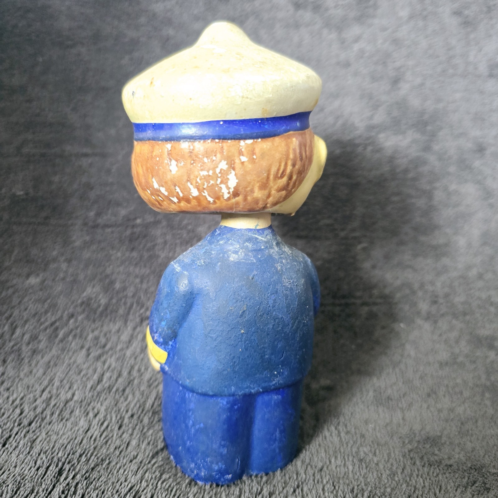 Vintage 1950s Paper-Mâché Bobblehead Nodder Ship Captain Figurine Holding Pipe