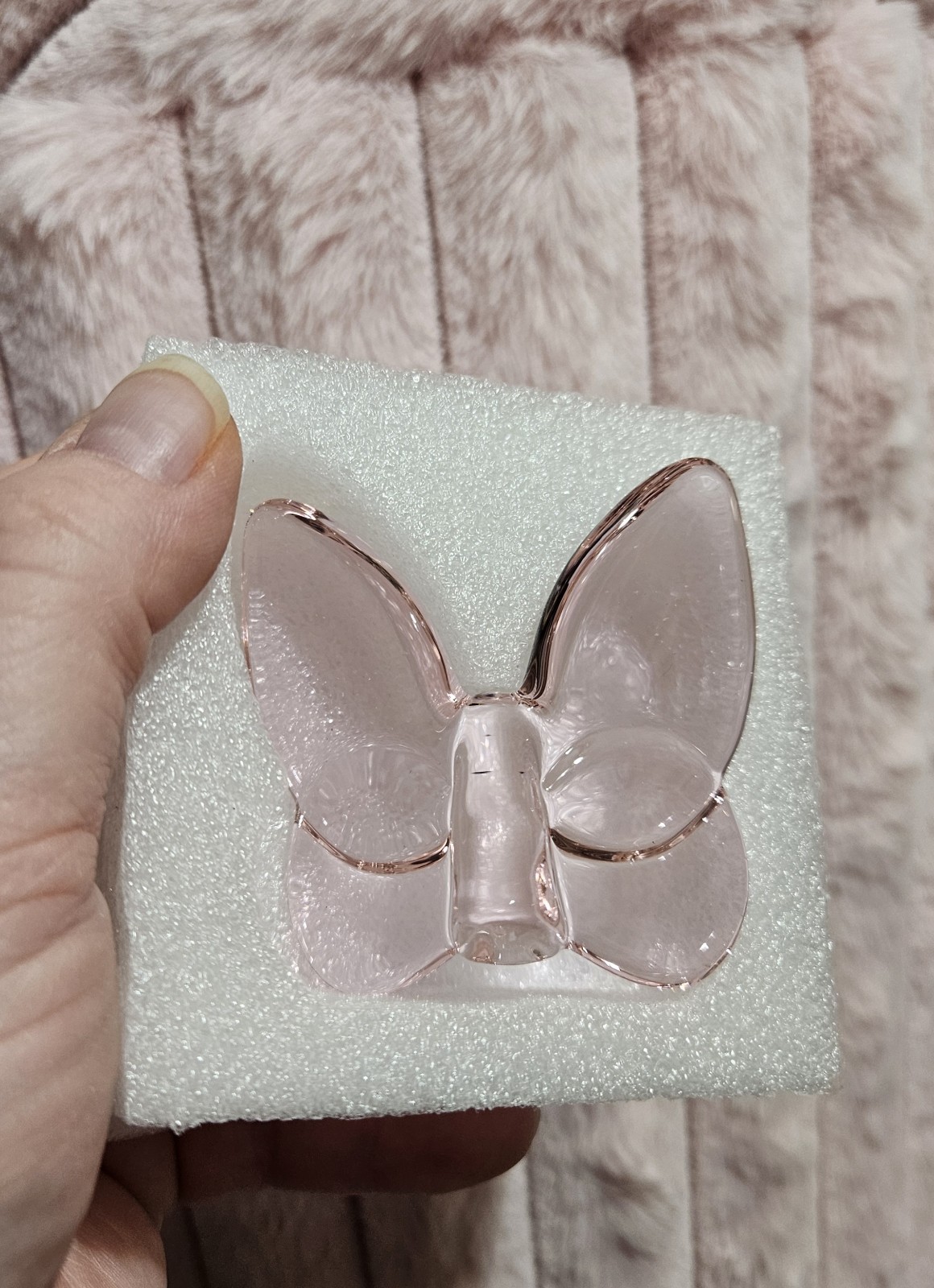 NIB Pink Glass Crystal Butterfly