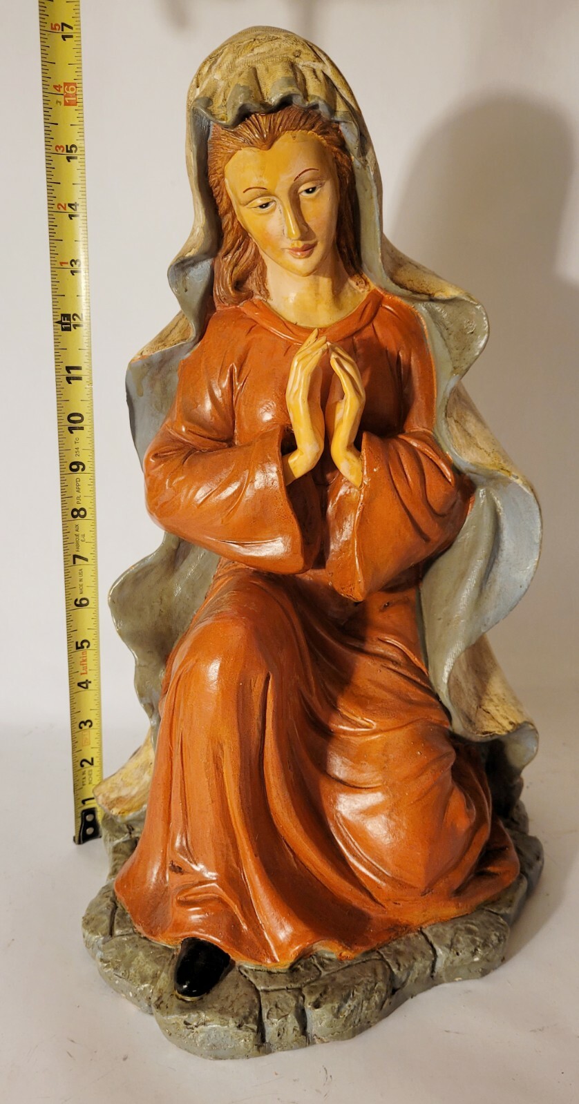 Vintage Virgin Mary Kneeling Nativity Statue Catholic Madonna Church Large 16″